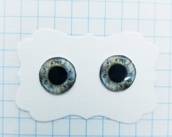 14mm Resin Blythe doll eye chips (R8), Tan and Blue Irises