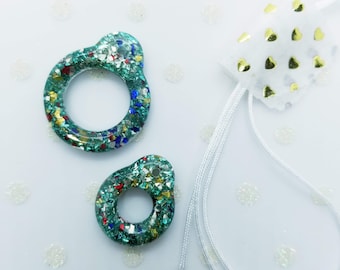 Multicolor Glass Glitter Confetti Resin Blythe Pull Rings- Eye Mechs
