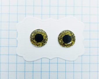 14mm Resin Blythe doll eye chips (F14), Yellow Glitter