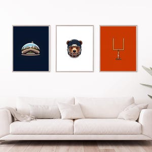 Chicago Bears Prints, Set of 3, NFL Wall Art, Digital Download, Bears Football Poster, Instant Download, Multiple Sizes