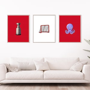 Detroit Red Wings Prints, Set of 3, NHL Wall Art, Digital Download, Red Wings Hockey Poster, Instant Download, Multiple Sizes