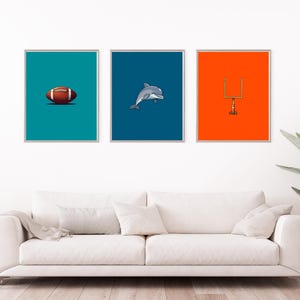 Miami Dolphins Prints, Set of 3, NFL Wall Art, Digital Download, Dolphins Football Poster, Instant Download, Multiple Sizes