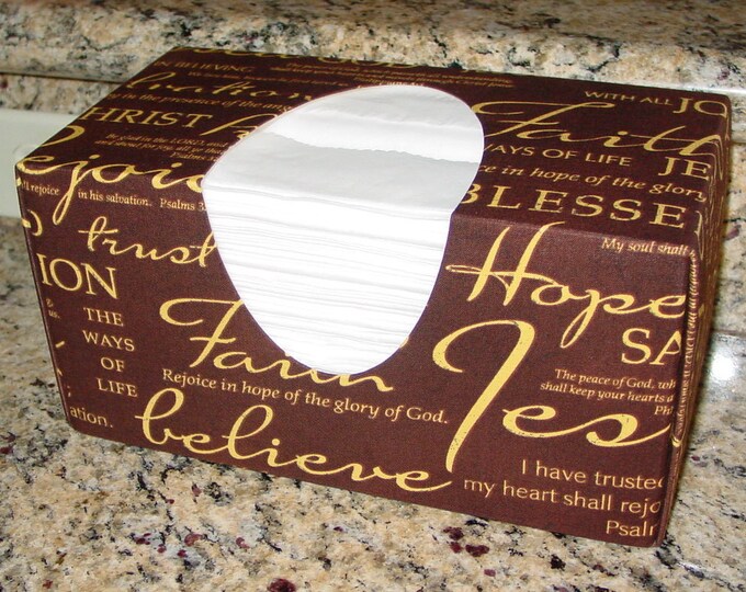 Words of Faith Religious Tissue Box Cover Etsy