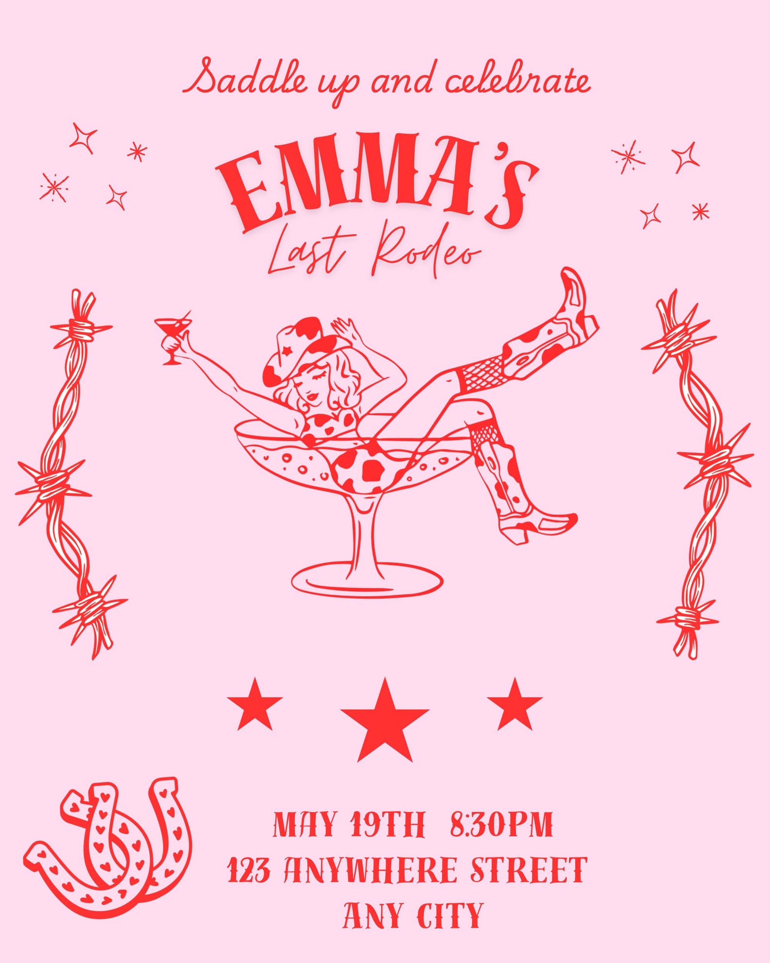 Last Rodeo Hens Digital Template Invitation - Etsy