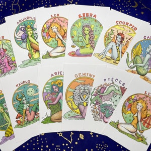 Zodiac Girls - postcards -  set of twelve - 4 x 6" by Marybel Martin