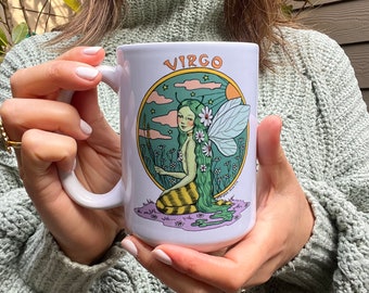 Virgo Coffee Mug - Virgo Gift - Zodiac Sign - Astrology Gift - 15 oz. Art Mug by Marybel Martin