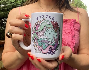 Pisces Coffee Mug - Pisces Gift - Zodiac Sign - Astrology Gift - 15 oz. Art Mug by Marybel Martin