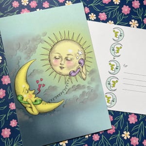 Saludos del Sol y la Luna - postal de 10 x 15 cm de Marybel Martin