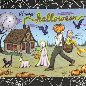 ¡Feliz Halloween! - postal - 4 x 6" de Marybel Martin