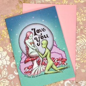 Je t'aime à travers l'univers - carte de voeux vierge 4,5 x 6,5 pouces par Marybel Martin