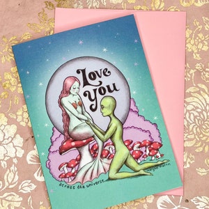 I Love You Across the Universe - blank greeting card 4.5 " x 6.5 " by Marybel Martin