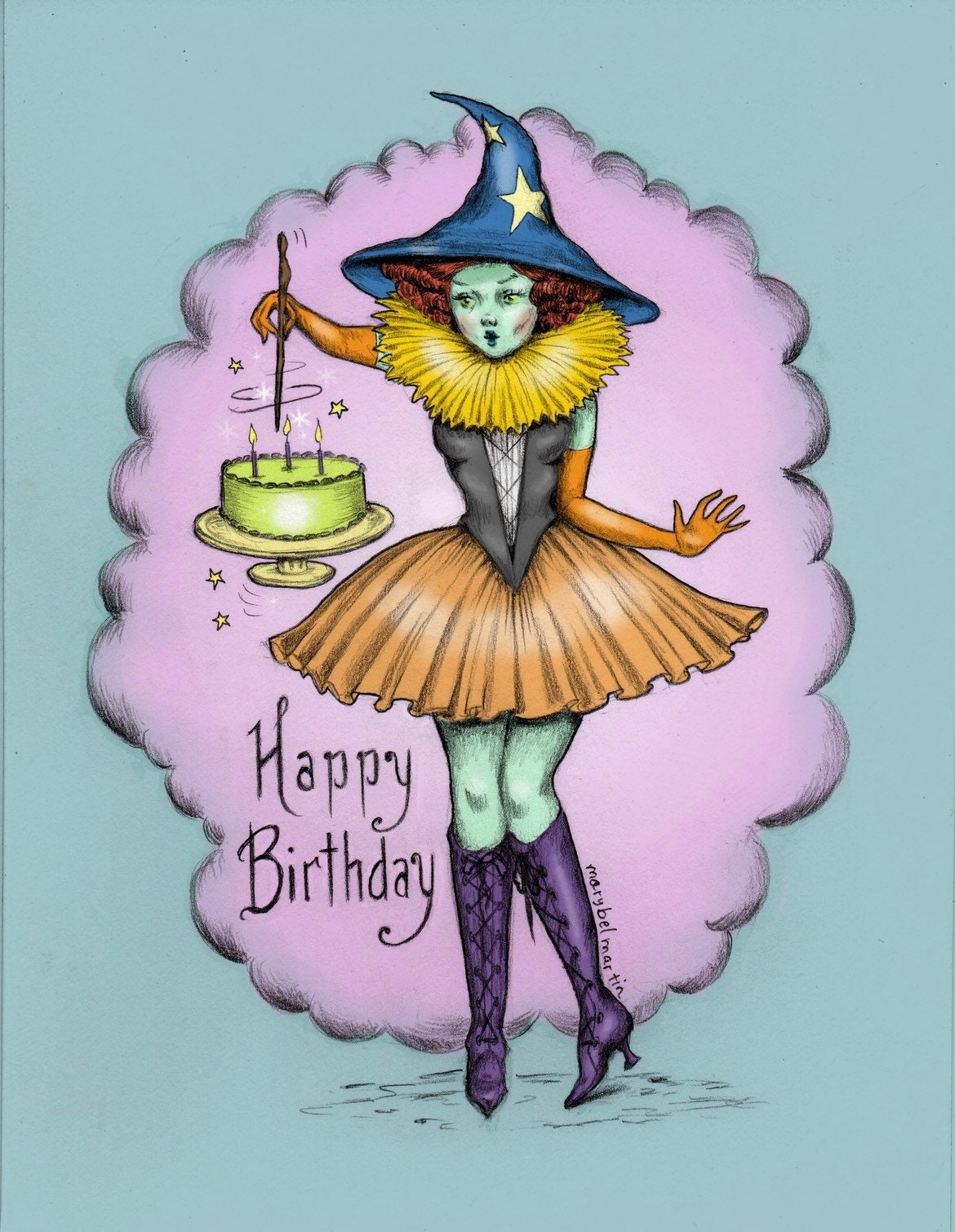 Happy witchページ Happy Birthday Witch! - Blank Greeting Card 4.5 
