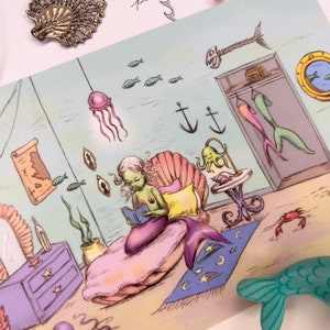 La habitación de la sirena - postal - 4 x 6" de Marybel Martin