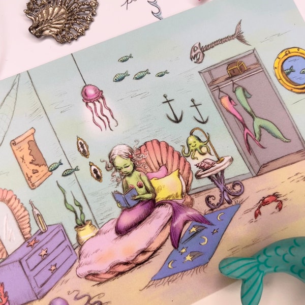 The Mermaid Room - postcard - 4 x 6" by Marybel Martin