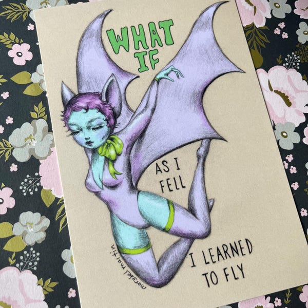 What if… as I fell - art card blank on back 4 x 6" by Marybel Martin