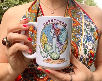 Capricorn Coffee Mug - Capricorn Gift - Zodiac Sign - Astrology Gift - Art Mug by Marybel Martin