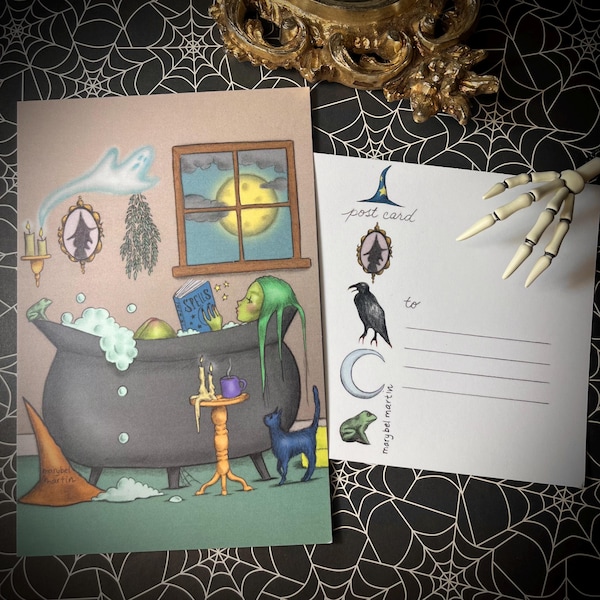Witch Bath - postcard 4 x 6" by Marybel Martin