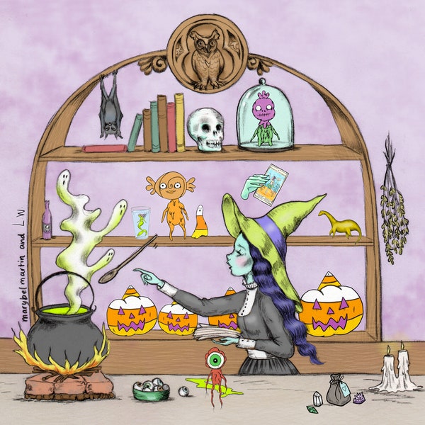 The Witch Shop collaboration with Larry Welsh (Jellopus) 10x10" print