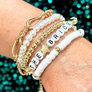 THE BRIDE Hen Party Friendship Bracelets Set - Hen Do Bead Bracelets Wristbands - Bachelorette Party Bride Accessories - Bride Gifts