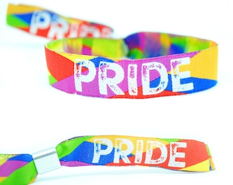 PRIDE Wristbands - Gay Pride Wristbands - Lesbian LGBTQ Rainbow Pride Accessories, bracelets, festival wristbands