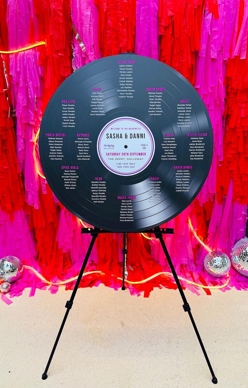 Vinyl Record Wedding Table Plan - Large Vinyl Wedding Seating Chart ...