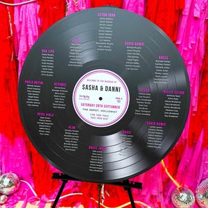 Vinyl Record Wedding Seating Plan - Large Vinyl Wedding Table Plan Chart - Music theme wedding table planner - Wedding Vinyl Record Sign