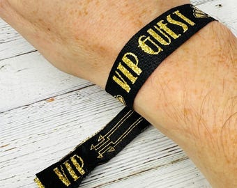 VIP Guest Black & Gold Wristbands - Gatsby - Art Deco - VIP - Security - Party Wristbands - Festival Party Wristbands - Event Wristbands