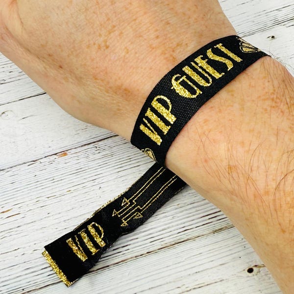 VIP Guest Black & Gold Wristbands - Gatsby - Art Deco - VIP - Security - Party Wristbands - Festival Party Wristbands - Event Wristbands