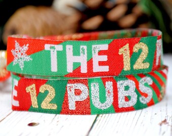12 Pubs Christmas Wristband | Xmas Pub Crawl Party Favour | Christmas Night Out Accessory | Office Party Wristband | Festive Party Gift