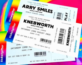 Personalised Gig / Concert Ticket - Customised Concert or Event Gifting Souvenir Keepsake - Wembley Knebworth Ticket - Christmas Birthday
