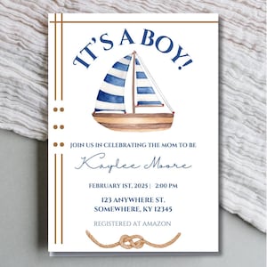 Invitation baby shower de bateau nautique