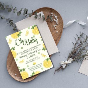 Invitation baby shower sur le thème du citron