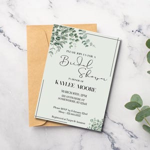 Faire-part de douche nuptiale d'eucalyptus