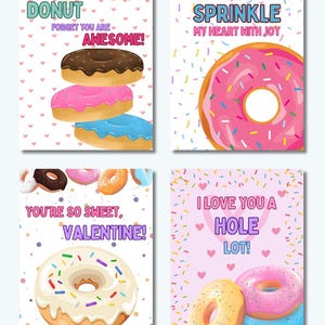 Lot de cartes de Saint-Valentin donuts