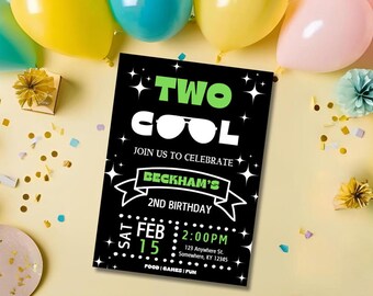 Two Birthday Invitation Template, 2nd Birthday (Digital Download