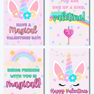 Lot de cartes de Saint-Valentin licorne