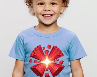 Camiseta infantil de Roblox Gaming – Camiseta con estampado de explosión de bloques de dibujos animados para niños y niñas.