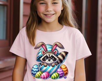 Raccoon Easter T-Shirt for Kids – Bunny Ears Animal Spring Tee