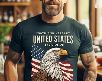Camiseta del 250.º aniversario de EE. UU. (1776-2026): Águila patriótica con bandera estadounidense