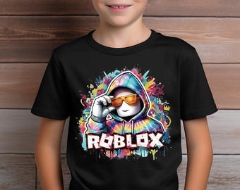 Camiseta Roblox Gamer – Sudadera con capucha con estampado de personaje para niños, camiseta colorida de estilo urbano