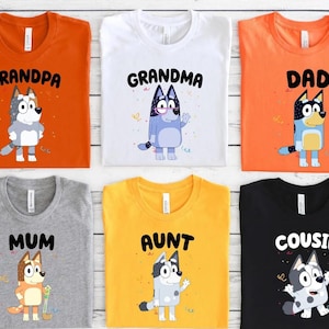Custom Bluey Family Shirts: Personalized Birthday Party Tees