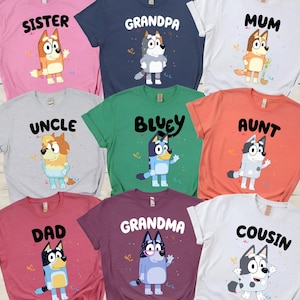 Custom Bluey Family Shirts: Personalized Birthday Party Tees