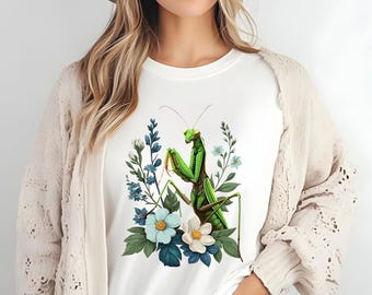 Praying Mantis Shirt: Botanical Insect Graphic Tee
