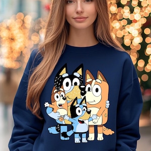 Bluey Family Sweatshirt, Blue and Friends Sweatshirt, Bluey Hoodie, Blue Dog Birthday, Blue Sweatshirt, Gift for Birthday, Bluey Gift