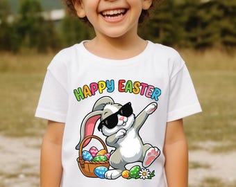 Camiseta divertida de Pascua con conejito para niños: camiseta de Pascua feliz para niños y niñas