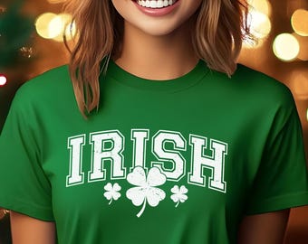 Vintage St Patricks Day Shirt, Retro Varsity Shamrock Tee