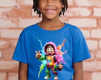 Camiseta de jugador de Roblox para niños y adultos: camiseta colorida de personaje de videojuego, regalo para videojuegos