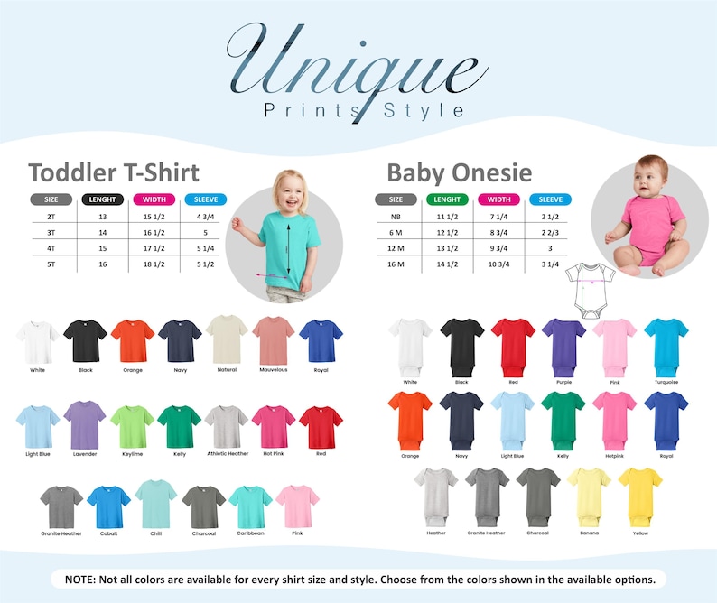 The image is a collage of various images showcasing different styles and colors of toddler and baby T-shirts. It includes images of both boys and girls, as well as different color options for each age group. The image does not contain any text, and the available colors are not limited to a specific range. The image is a collage of multiple images, and the available colors are not limited to a specific range.