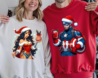 Super Heroes Christmas Sweatshirts – Matching Family Superhero Winter Shirts