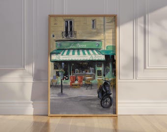 Paris Cafe Watercolor Print – French Bistro Terrace Digital Art, Parisian Street Scene Wall Decor, Instant Download